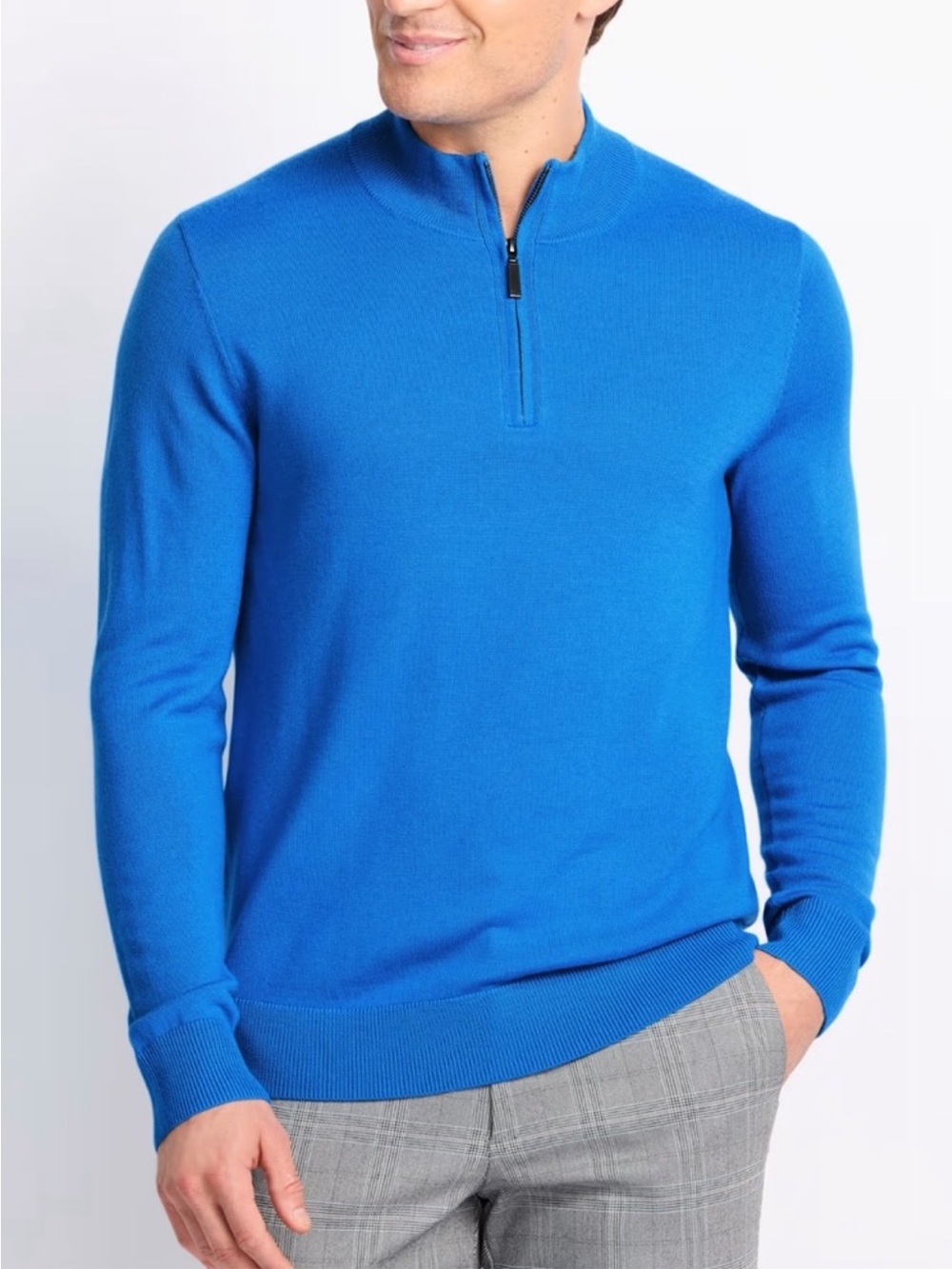 The Commons French Blue Quarter-Zip 100% Merino Wool Sweater Large (fits Medium)